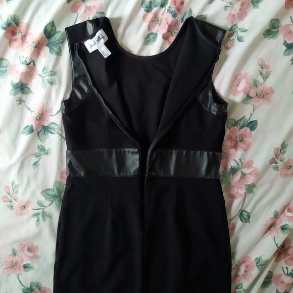 Joseph Ribkoff Black Faux Leather Panel Dress - Picture 4 of 7